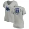 Women's Los Angeles Dodgers Claude Osteen Gray RBI Slim Fit V-Neck T-Shirt Heathered