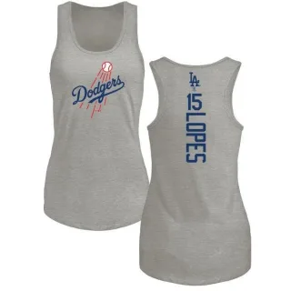 Women's Los Angeles Dodgers Davey Lopes Ash Backer Tank Top