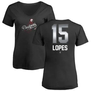 Women's Los Angeles Dodgers Davey Lopes Black Midnight Mascot V-Neck T-Shirt